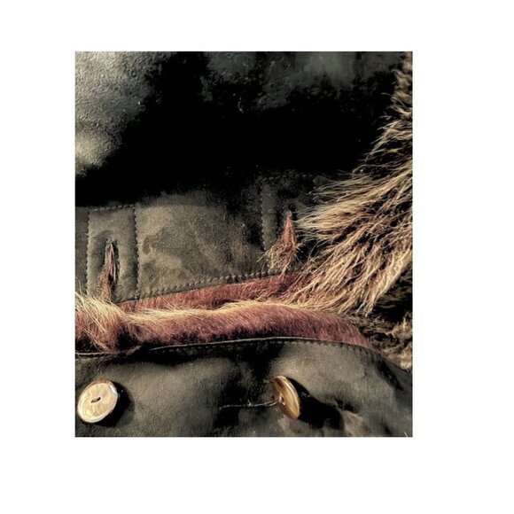 BALLY 1990s Black Suede Silver Fox Fur Jacket Sz 4 - Picture 10 of 10